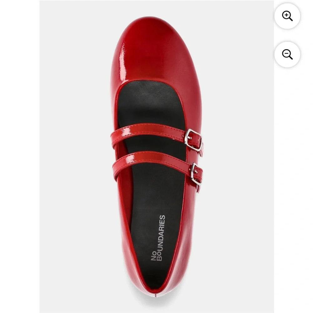 NWT! No Boundaries Women's Red Mary Jane Shoes Double Strap Size 10 - Picture 3 of 12